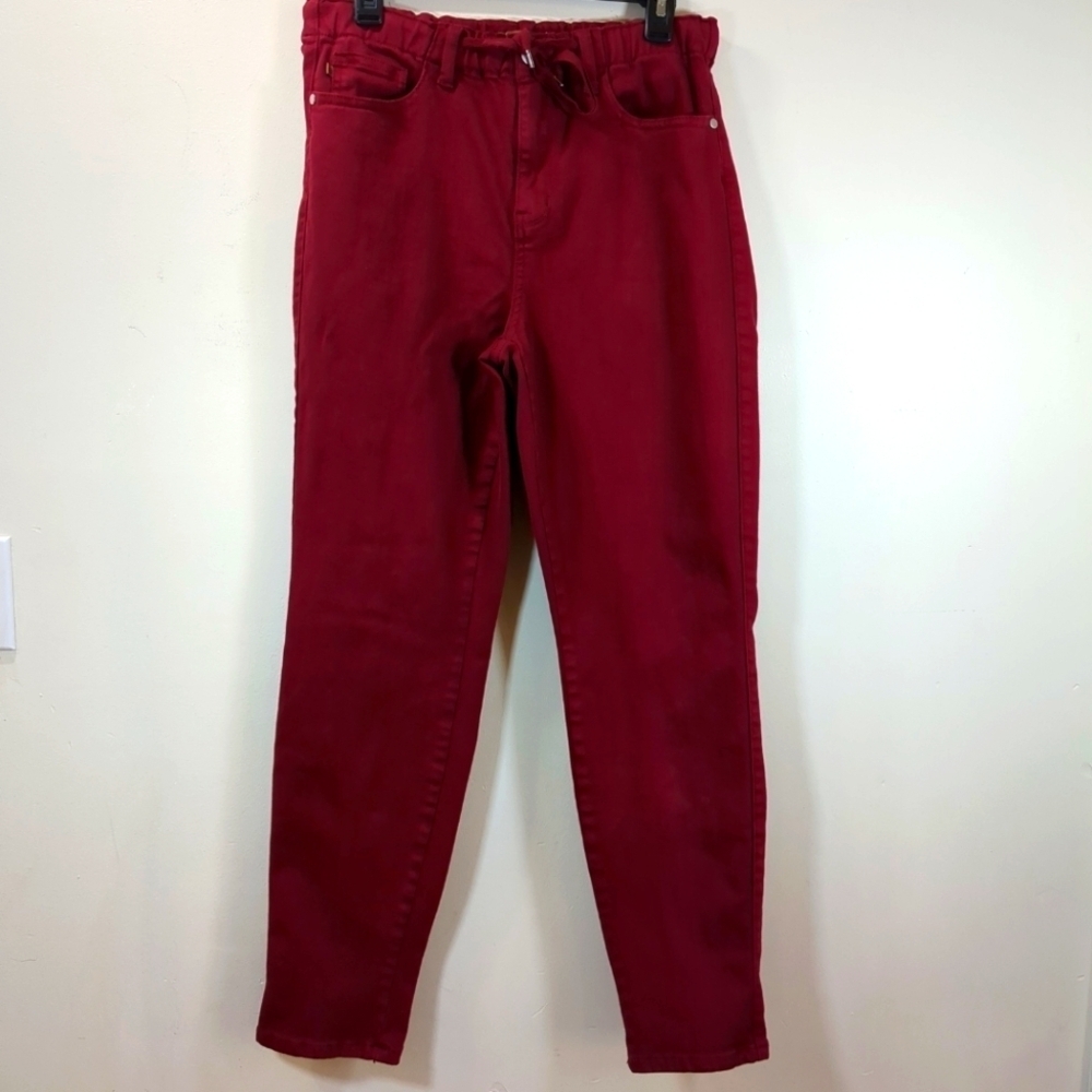 Judy Blue Women's Garment Dyed Red Elastic Waist Jeans Size 9/29